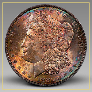 Rainbow-Toned Morgan Dollar